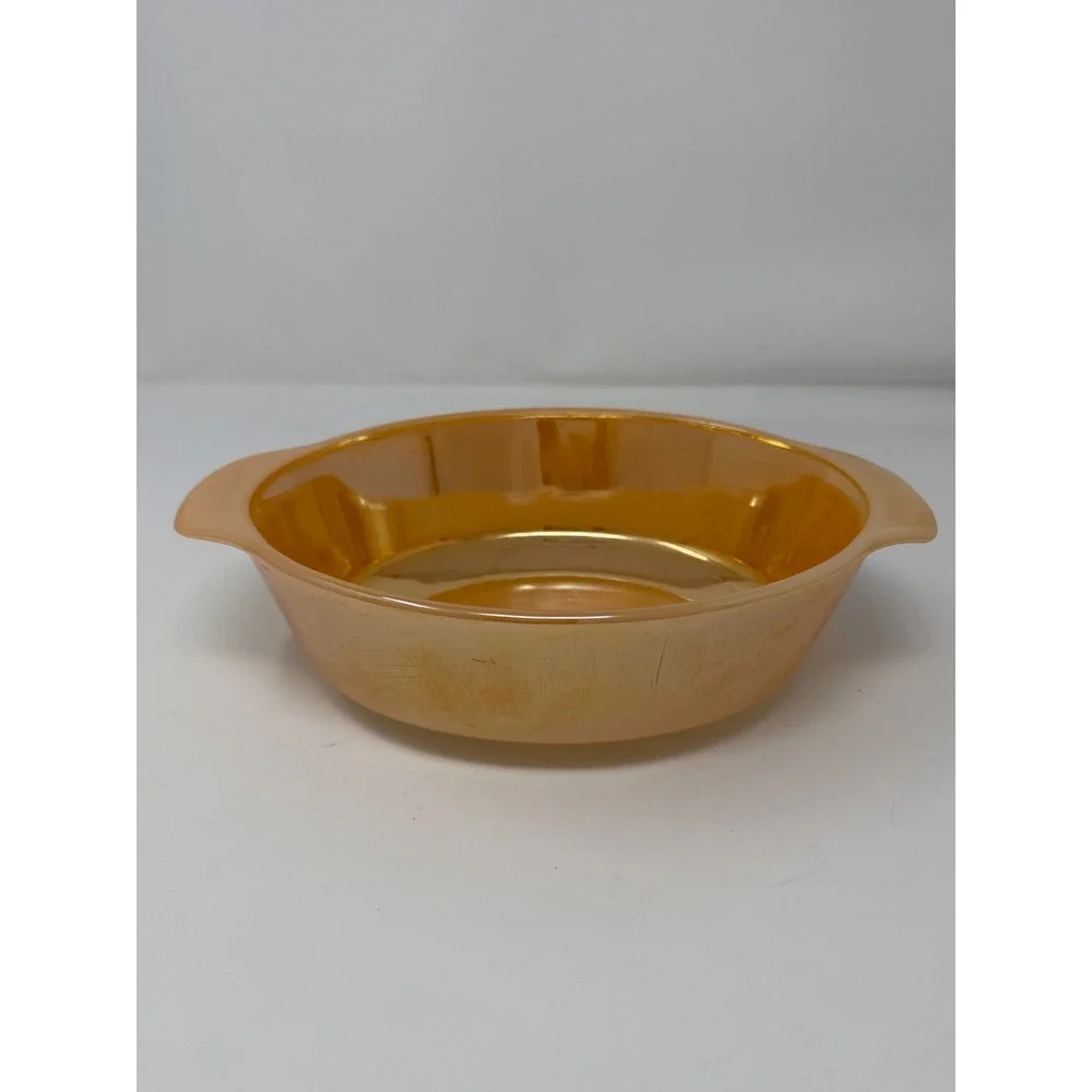 Vintage Fire King Peach Luster Oval Au Gratin Casserole Dish‎ Anchor Hocking